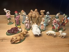 Vtg 1957 Fontanini Style Italian Nativity Set 13 Pc Composition Camel Hand-Dated picture
