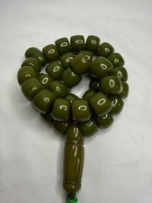Vintage Pakistani Faturan Style Olive Green Misbaha Tasbih 33 Beads 78g Rare picture
