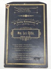 Antique 1887 Victorian In Loving Remembrance Funeral Memorial Card Mrs. Levi Kil picture