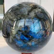 5800g Natural labradorite ball rainbow quartz crystal sphere gem reiki healing picture
