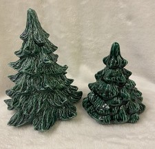Vtg 1984 Ceramic Christmas Tree Pair 7