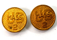 Early US Army 2nd Mass Infantry Regiment Insignia Gilt Collar Pins Matched Pair picture
