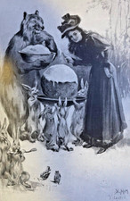 1894 Vintage Illustration F. S. Church Cold Sauce With Christmas Pudding picture