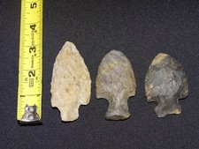 Three authentic flint artifacts Ohio arrowheads Adena & Hopewell good size picture