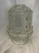 Vintage Indiana Glass Fairy Lamp Stars and Bars Pattern Clear Glass 6.5” EUC picture