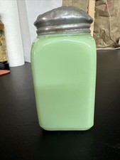 Jadeite Jadite Green Glass Jeannette Square Big Block Pepper Shaker-Very Faint picture