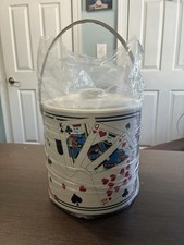 Vintage Poker Night Ice Bucket Plastic With Lid 9” Tall 8” Diameter Ships Free picture