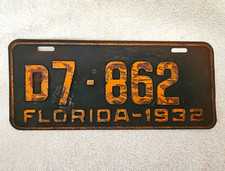 1932 Ford Mercury Chevy GMC Chrysler Dodge Plymouth Florida License Plate Tag picture
