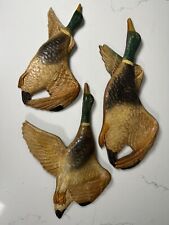Vintage Set Of 3 Wall Decor Hanging Mallard Flying Duck Figures picture