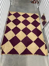 Antique 1800s 1840s 1850s 1860s Victorian Era Diamond Argyle Floral Museum Quilt picture