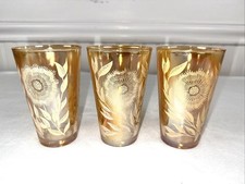 3 Vintage JEANETTE COSMOS MARIGOLD Drink Glasses 8 oz Mid Century Modern picture