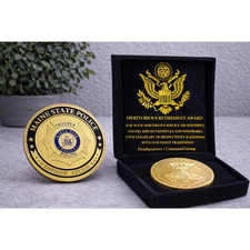 MAINE STATE POLICE Officer Department Challenge Coin w/ Retirement Award picture