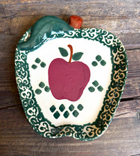 Vintage Country Apple Stoneware Spoon Rest/Nut Dish 6”x7” inches picture