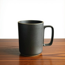 Hasami Porcelain 15 oz. Large  Black Mug Cup HPB021 Textured Matte, New in Box picture