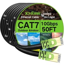 Outdoor Cat 7 Ethernet Cable 75ft, 26AWG Heavy-Duty Cat7 Networking Cord Patc... picture