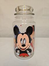 ONE. Vintage Disney Mickey Minnie Donald Anchor Hocking Glass Jar WITH Lid picture