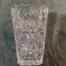 Lead Cut Crystal Vase 6” Star of David Germany Bohemian picture
