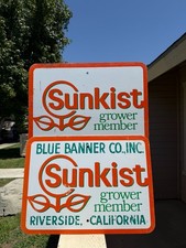 Vintage Lot (2) Sunkist Grower Member Agricultural Signs Riverside California picture