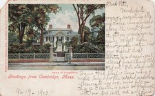 Cambridge MA Longfellow Home Historic House 1903 Stamp Cancel Vtg Postcard 9A picture