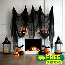 1pcs Spooky Black Gauze Curtain Halloween Haunted House Prop Creepy Cloth 72x30