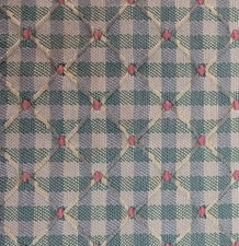 VTG Gingham Matelasse Upholstery Fabric Sage Jacquard Checked Pocket Weave 5 YDS picture