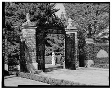 Photo:1913 Entrance Gate Post Iron Gates Garden Statue 1910s picture