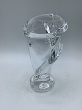 Vintage Handmade French Art Deco Crystal Twisted Vase“Art of Vannes” France 7.5