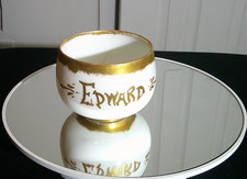 Antique German Porcelain Edward Name Cup Gold Trim Ornate Handle Germany picture