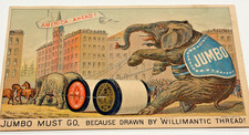 Antique 1882 Willimantic Thread Jumbo Elephant Victorian Advertising Trade Card picture