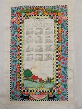 Vintage Linen Calendar Tea Towel 1996 Kay Dee Cherries Watermelon House Bright  picture