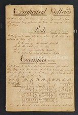 1826 antique MATH CYPHER PENMANSHIP fraktur ALBERT OSBORN calligraphy CIPHER picture