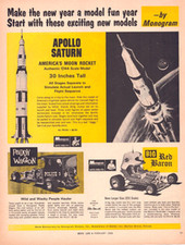 1969 Print Ad Apollo Saturn Moon Model Rocket Monogram Boys Life picture