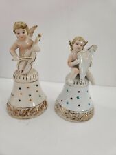 Vintage Set of 2 Angel Bells - ARDALT Hand Painted Numbered Angels with Stars picture