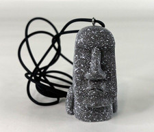 Moai Tiki Pendent Necklace Gray Resin 2.5