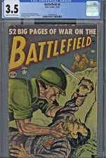BATTLEFIELD COMIC #4 1952 ATLAS COMICS, INTENSE COVER, CGC 3.5, CREAM/OFF WH PGS picture