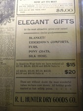 DEC 19, 1909 #3160- R.L. HUNTER DRY GOODS, PATRICIAN SHOES- AUGUSTA GEORGIA  picture