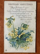 Birthday Greetings Flowers 1924 Antique Postcard PC11 picture