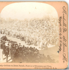 Indians On Dress Parade, Festival Of Mountain & Plain--Keystone Stereoview X87 picture