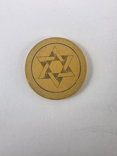 Vintage Clay Game Poker Chip 6-point Star Yellow Impressed Standard Size picture