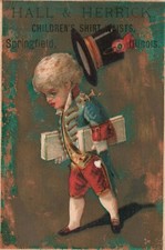 1880s-90s Boy Dressed W/ Hat Hall & Herrick Childrens Shirt Springfield IL picture