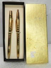 Vintage Classic Slim-Profile Executive Gold Tone Pencil & Ink Pen Set (O4S) picture