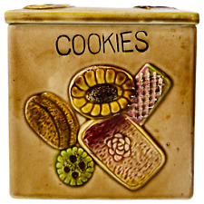 Vintage Cookies All Over Cookie Jar Square Ceramic 1950s MCM Granny HTF Japan 6
