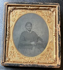 1860s Civil War African American Ms Martin Detroit MI Tax Stamp 1/2 Case Tintype picture