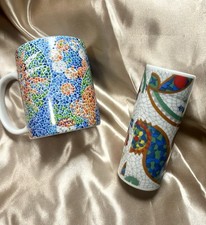 Antoni Gaudi Barcelona Trencadis Mug & Porcelain Tube Vase Art Set picture