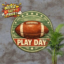 Game Day Sports Event Round Metal Sign Football Fan Wall Decor 8x8 picture