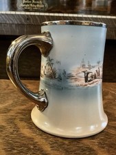 Shriners Masonic Mug Trenton NJ Antique Oasis Desert Scene Silver Trim  1920’s picture