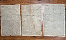 Lot of 3 original early 1800s issues of The Aurora Philadelphia newspaper. picture