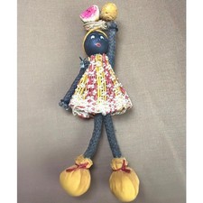 L'Figó Colombian Folk Art Fruit Seller Doll Handmade Woven Boho Multicolor picture