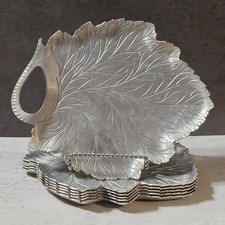 Vtg Hand Forged Everlast Metal Leaf Shaped Dishes Plates (Set of 6)  Model 1051 picture