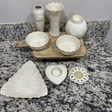 Lenox Lot Of 8- Some Are New- Candle Holders, Vase, Bowls- No Chips - Cream picture